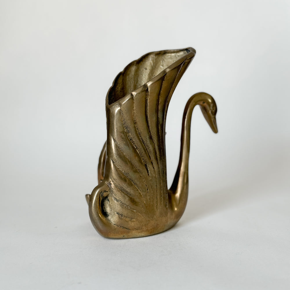 Vintage Brass Swan Double Planter.