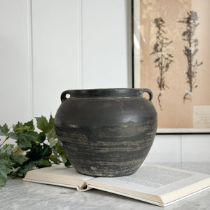 Vintage Black Pot with Handles.