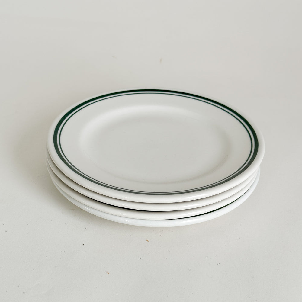 Vintage Green Stripe Side Plate- Set of 4.