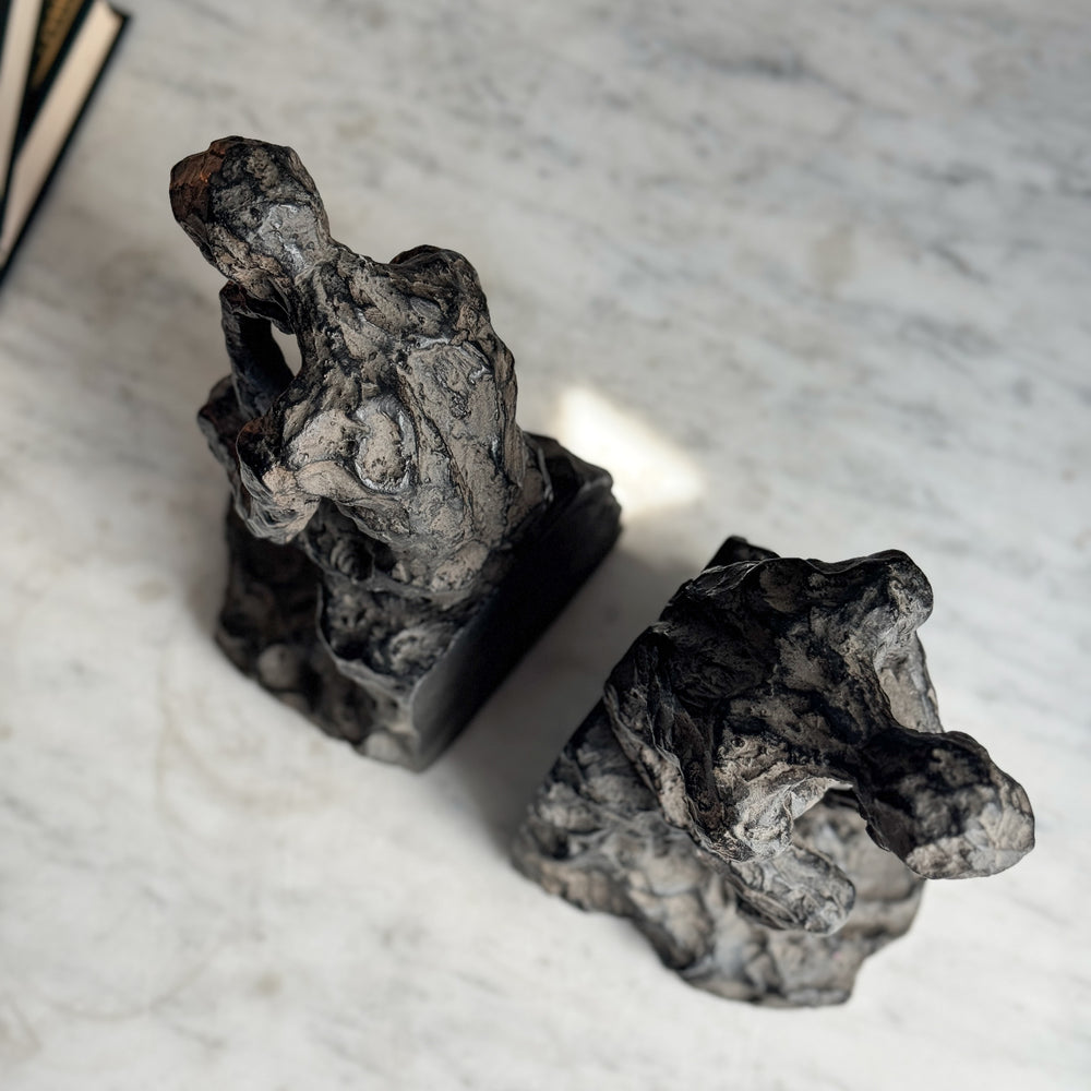 Vintage Resin The Thinker bookend pair