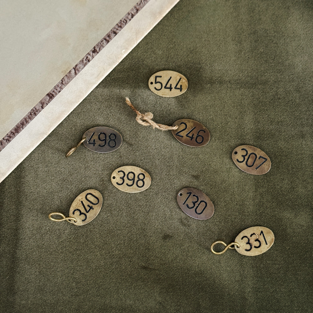 Vintage brass hotel room marker numbers - FRANCE.
