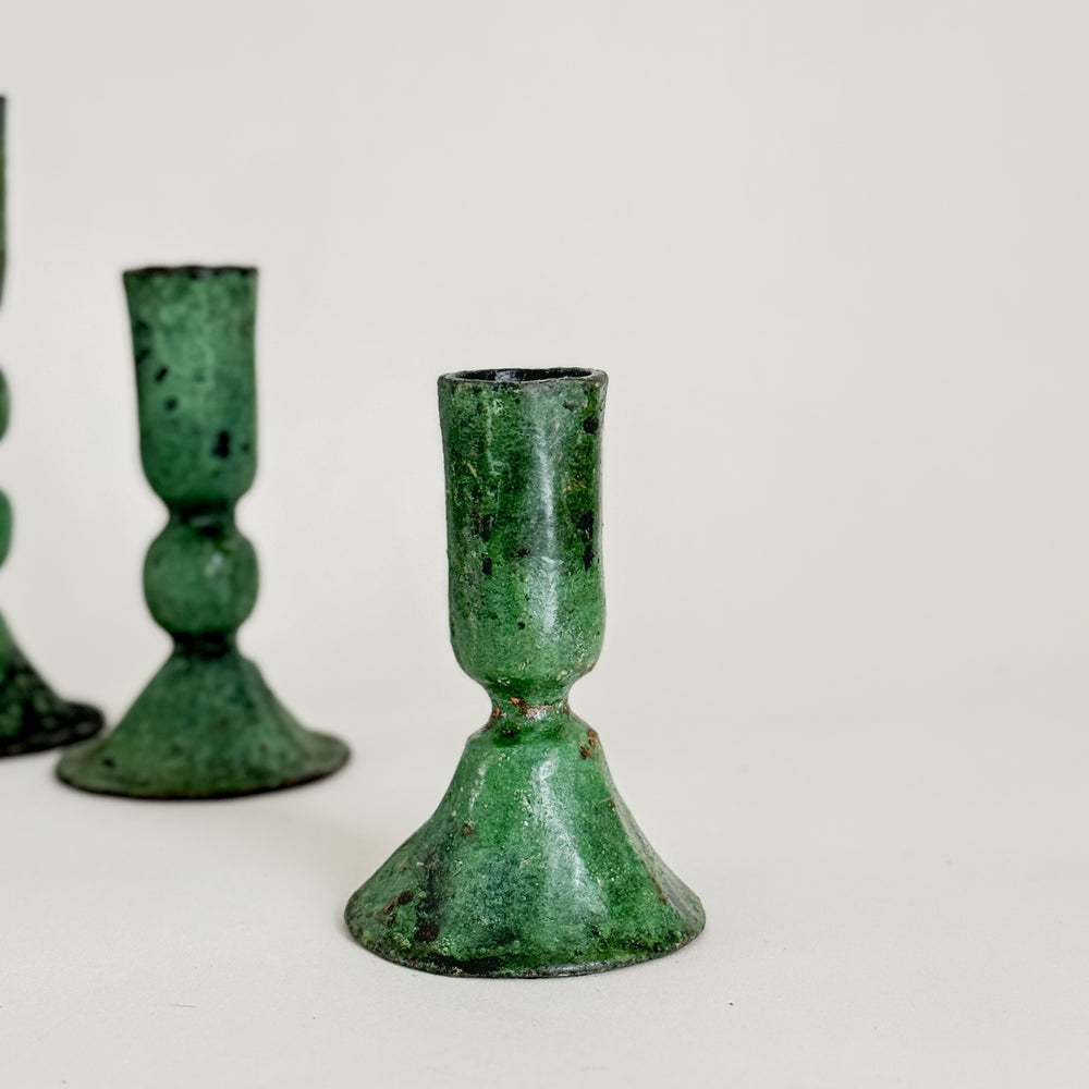 Il Prato green metal taper candleholder