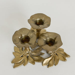 Vintage brass flower taper holder