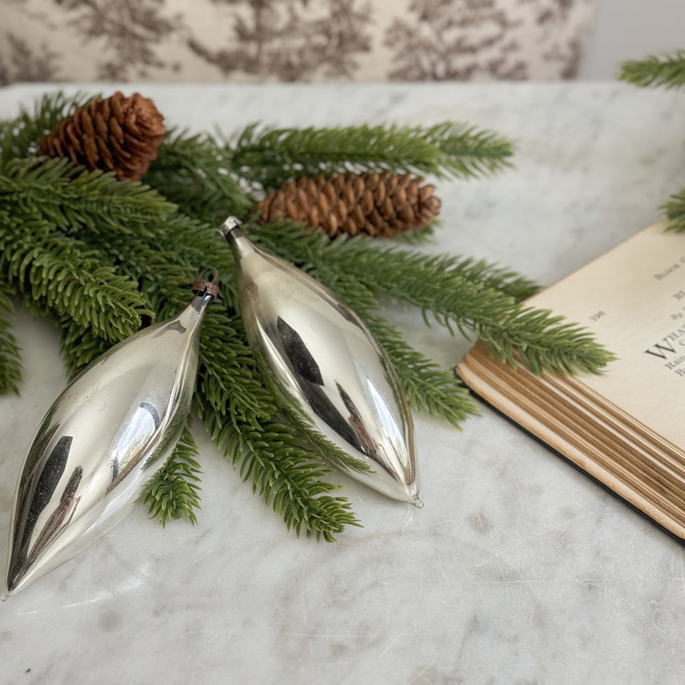 Vintage Silver Glass Ornaments | Set of 6