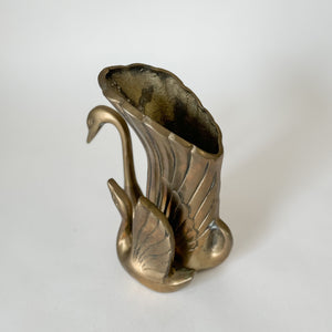 Vintage Brass Swan Double Planter.