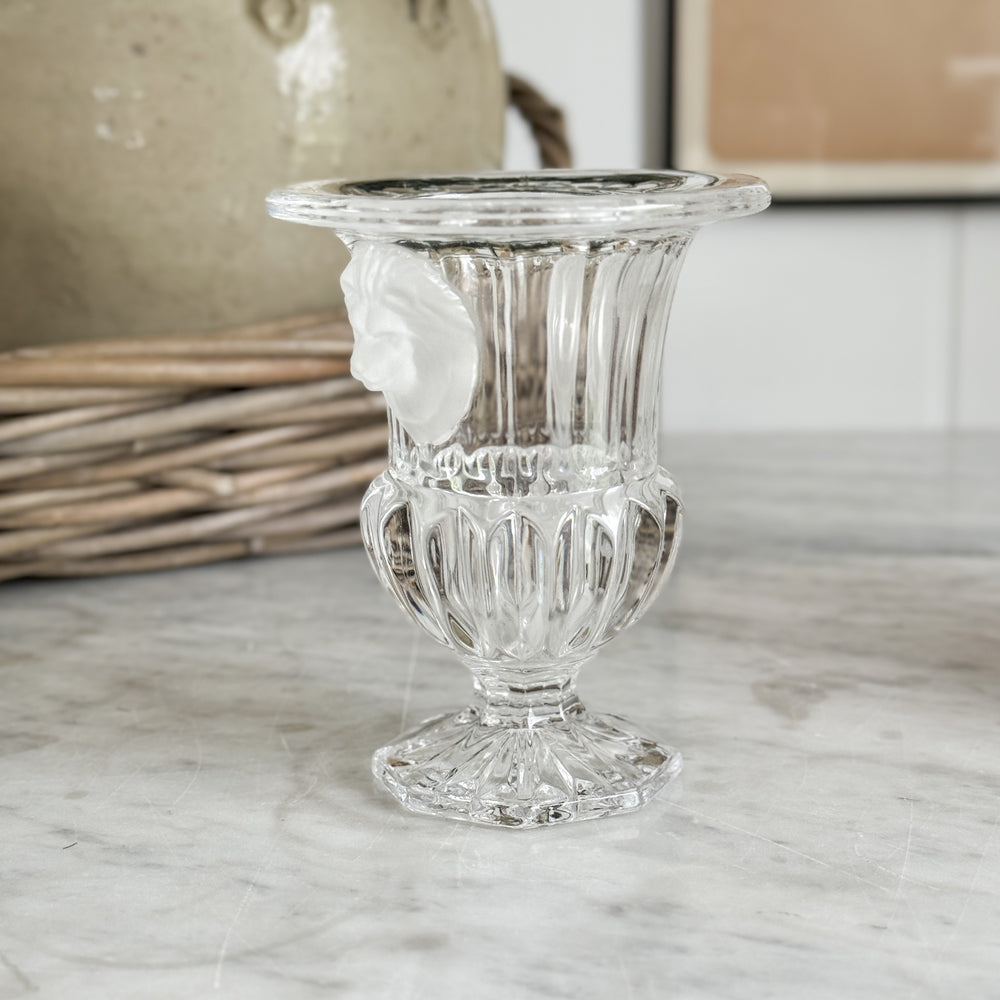 Vintage glass lion head urn