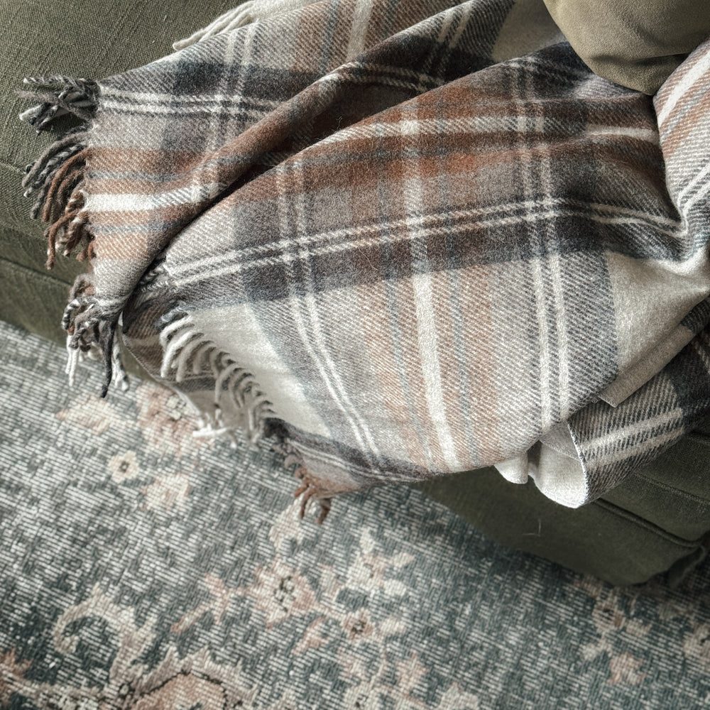 Stewart Wool Tartan Blanket.