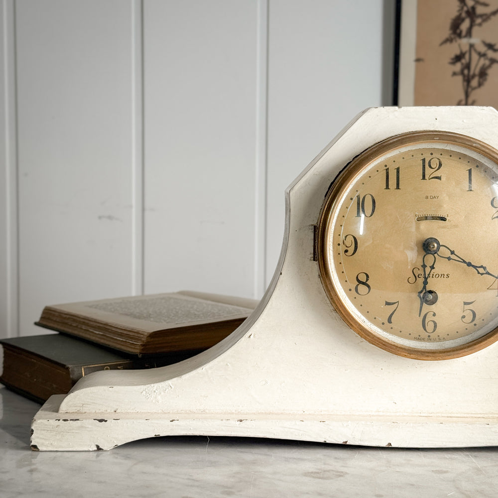 Vintage white and brass mantel clock
