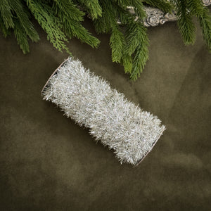 Vintage style silver tinsel garland.