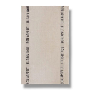 Linen Tea Towel - Bon Appetit Black