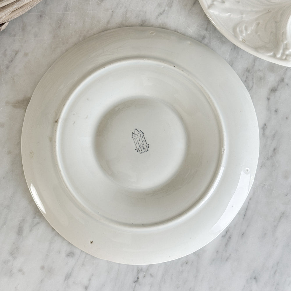 Antique white ironstone oyster plate - FRANCE