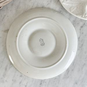 Antique white ironstone oyster plate - FRANCE