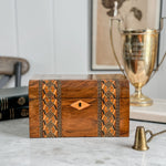 Vintage wood inlaid trunk jewellery box