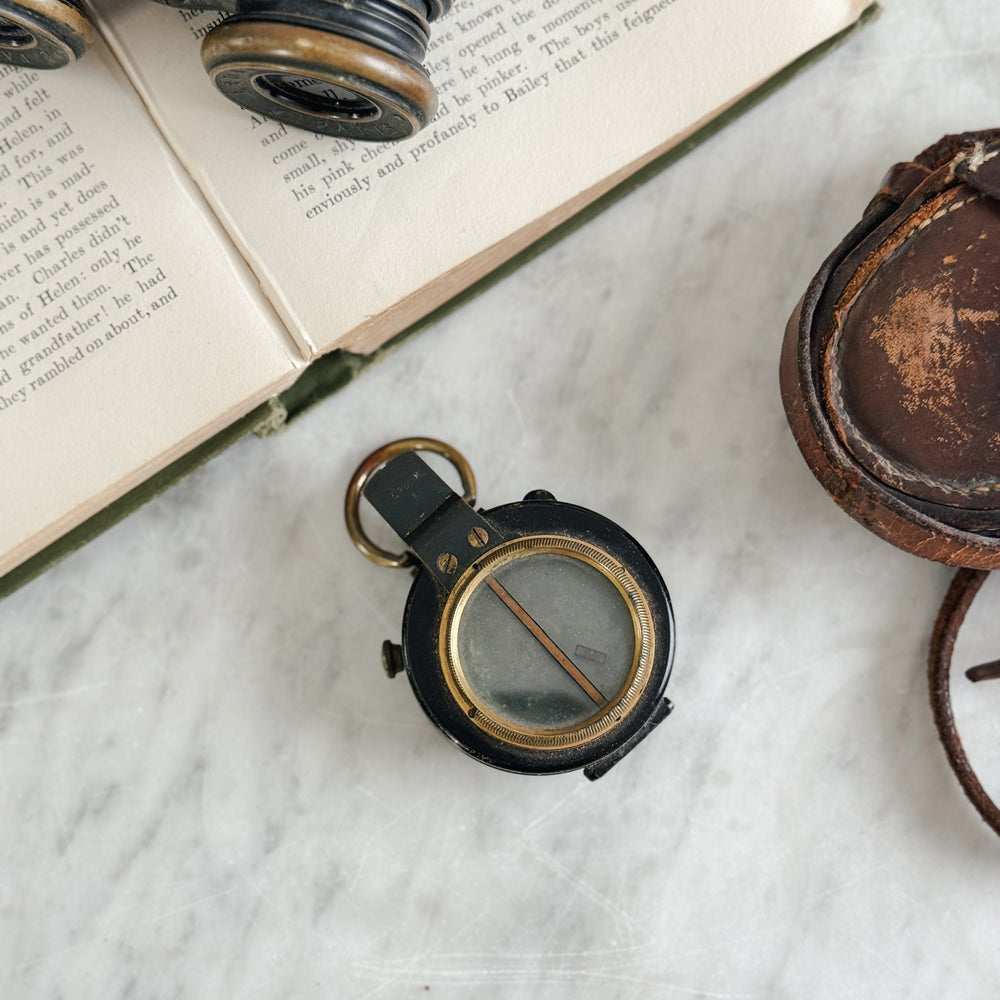 Vintage Metal Compass in Leather case