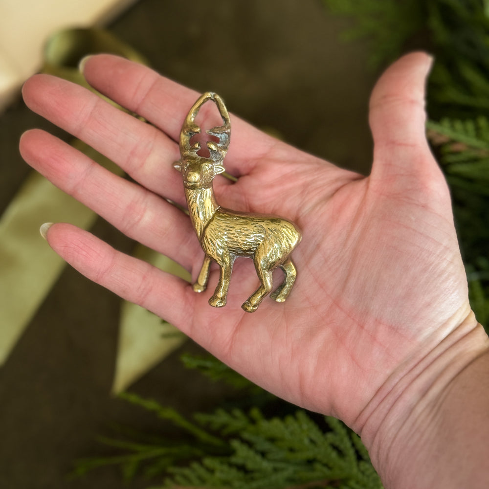 Vintage brass xs standing deer.