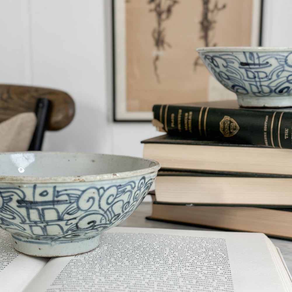 Vintage blue pottery bowl II.