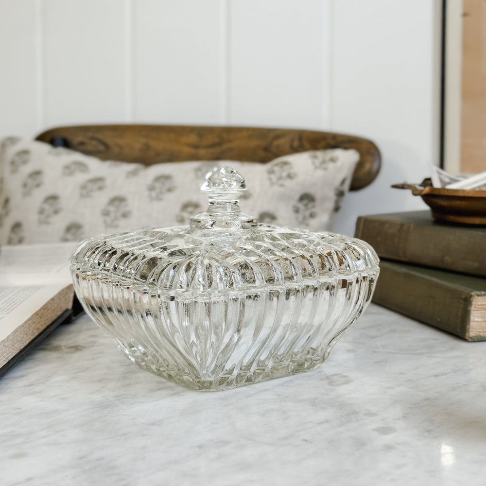 Vintage glass lidded dish.
