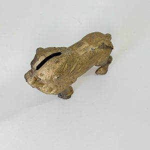Vintage Gold Cast Iron Lion Bank