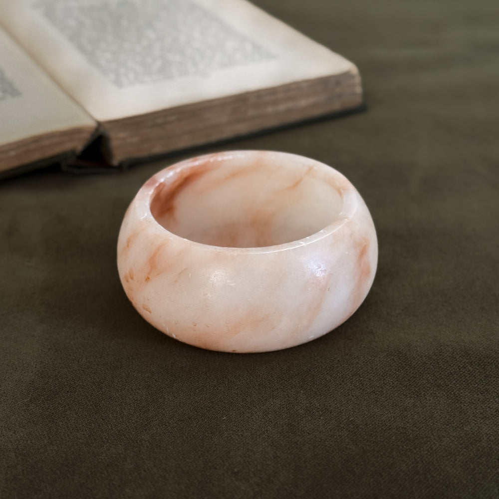 Vintage alabaster blush marble bowl.