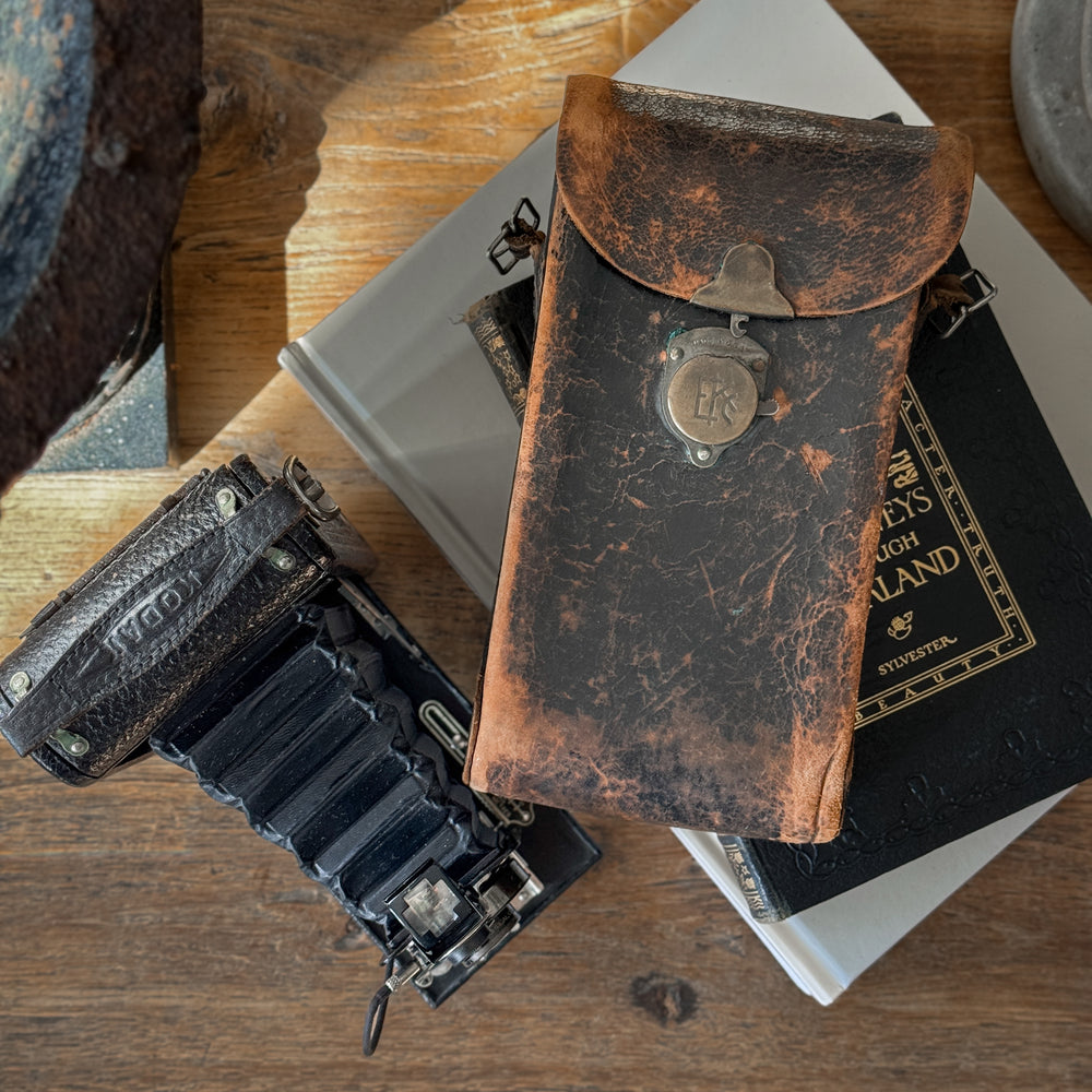 Antique Kodak Eastman Junior camera with leather case