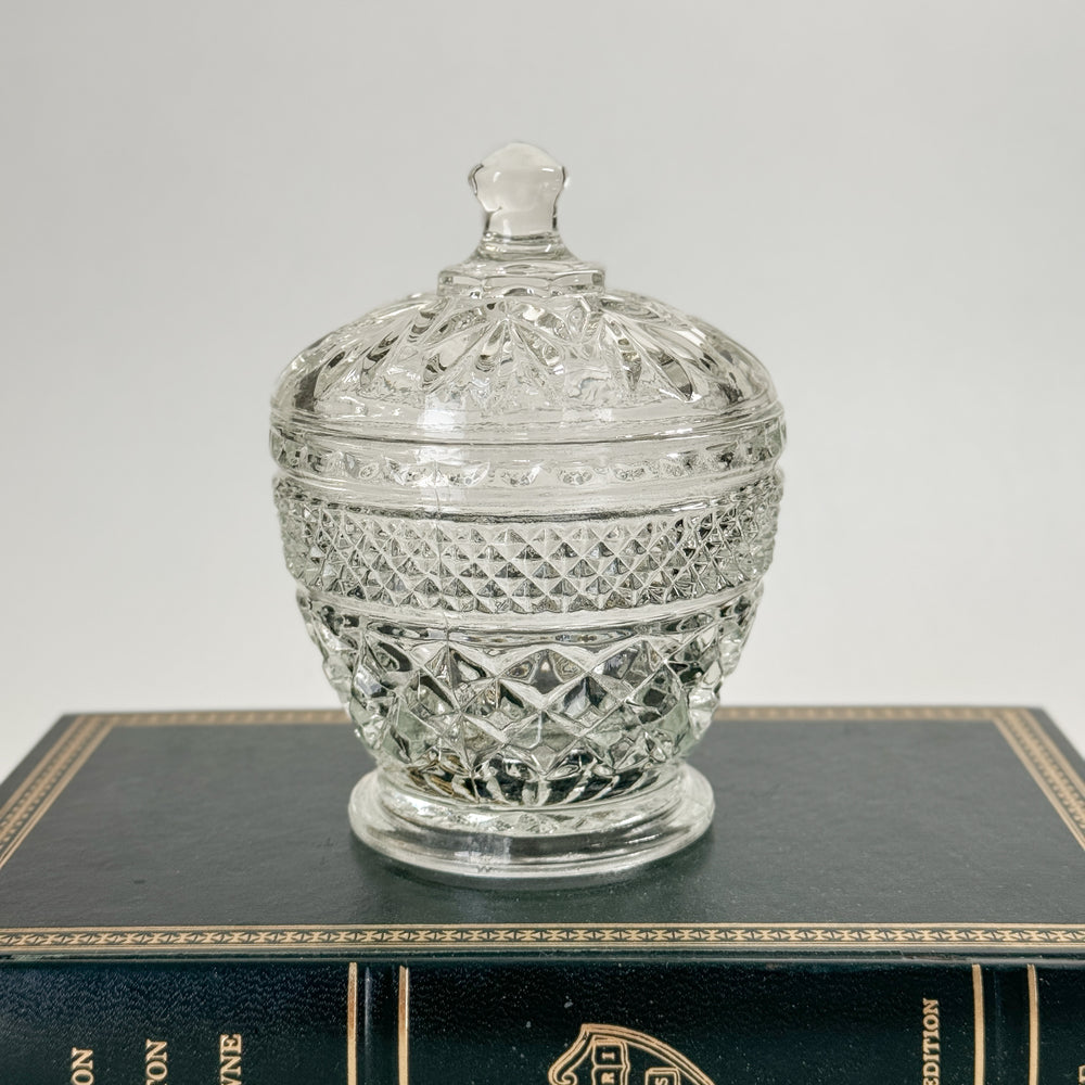 Vintage glass lidded jar.