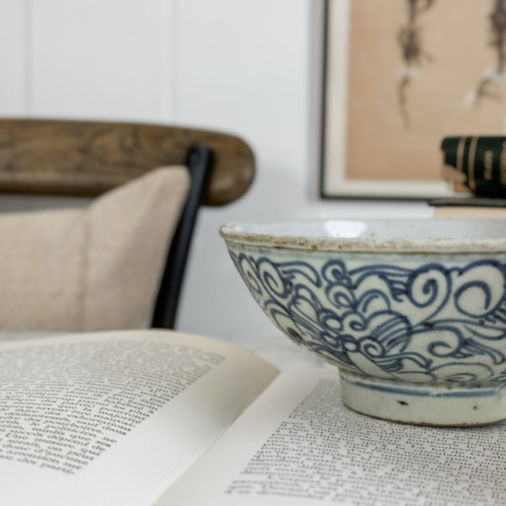 Vintage blue pottery bowl II.