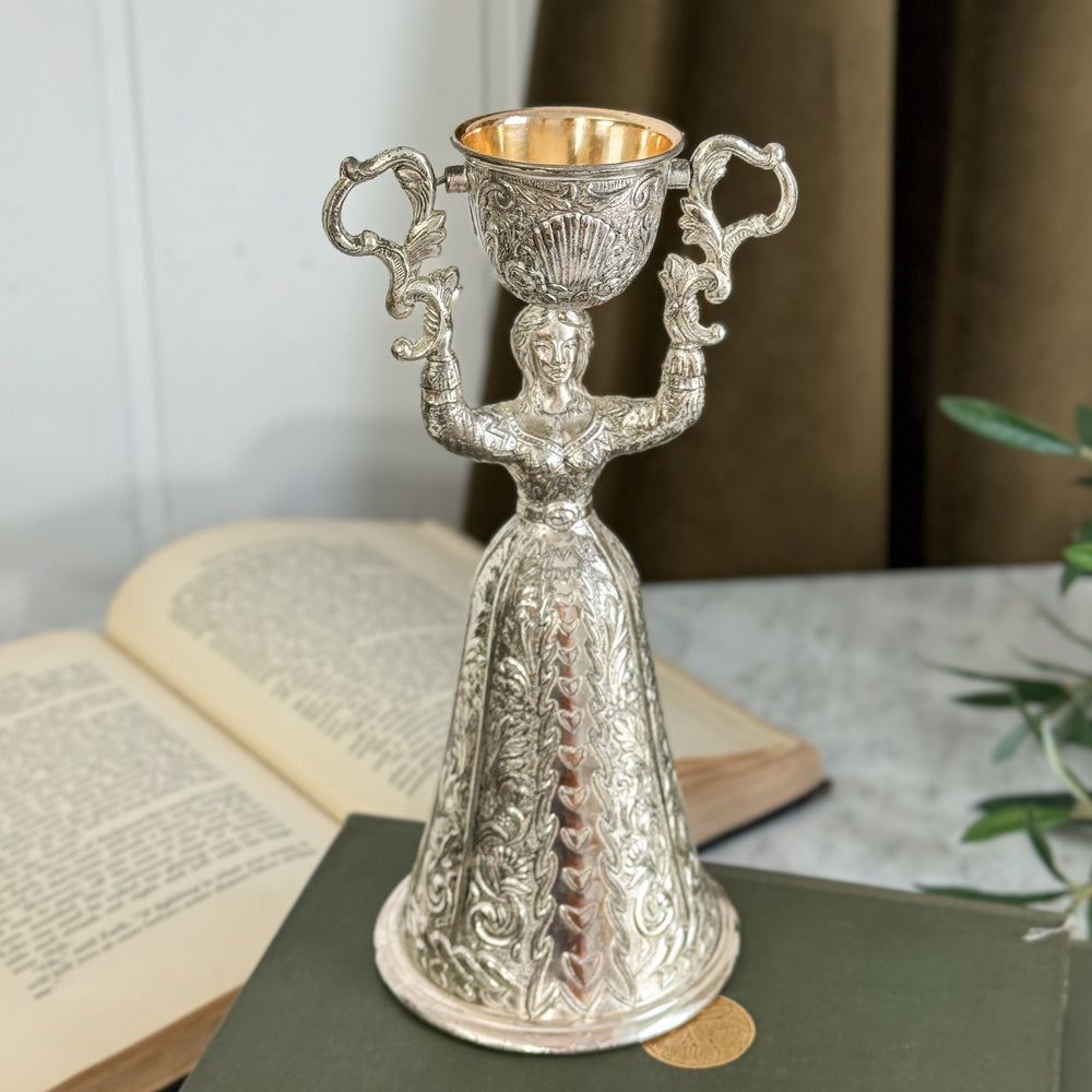 Vintage silverplate lady goblet.