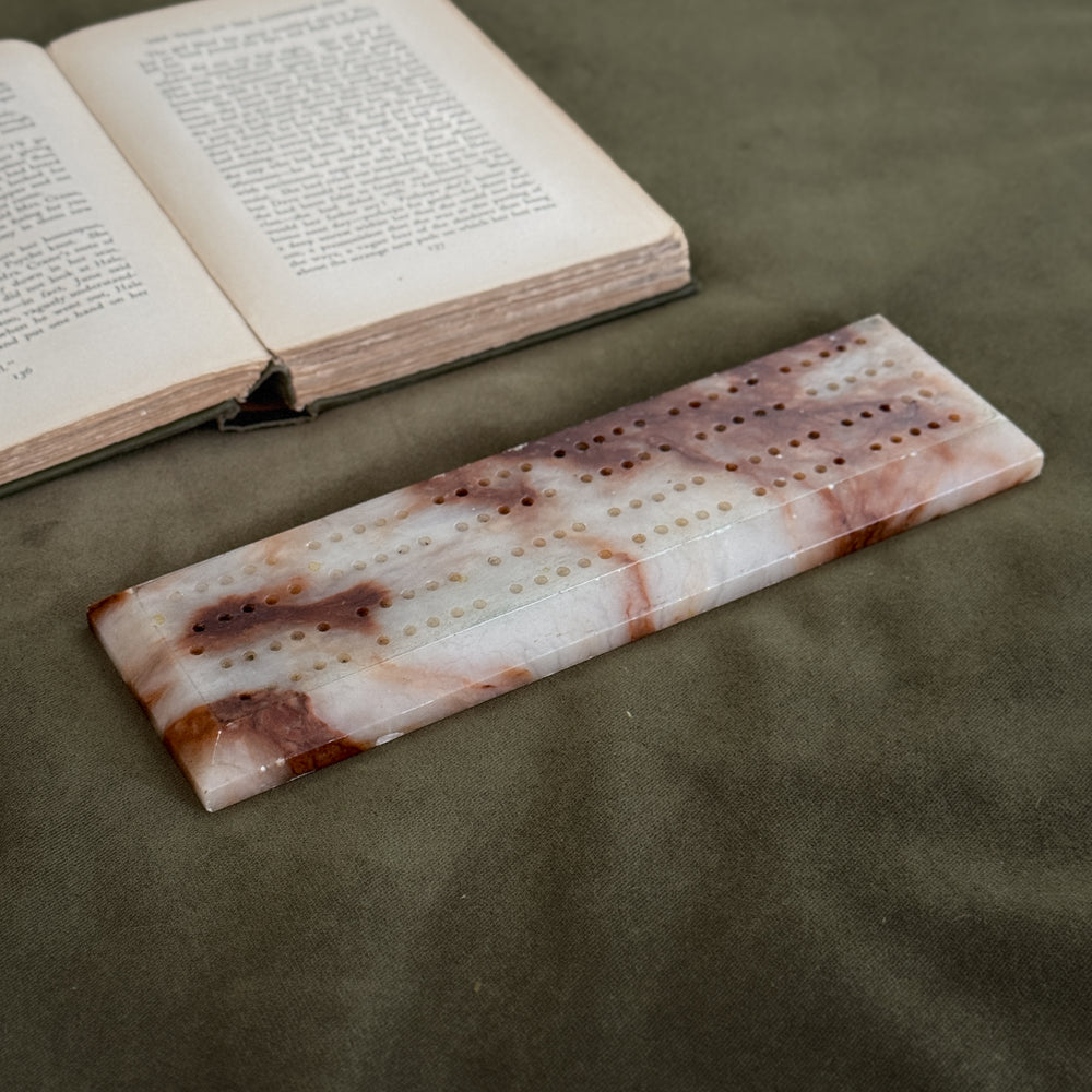 Vintage alabaster blush board tray.