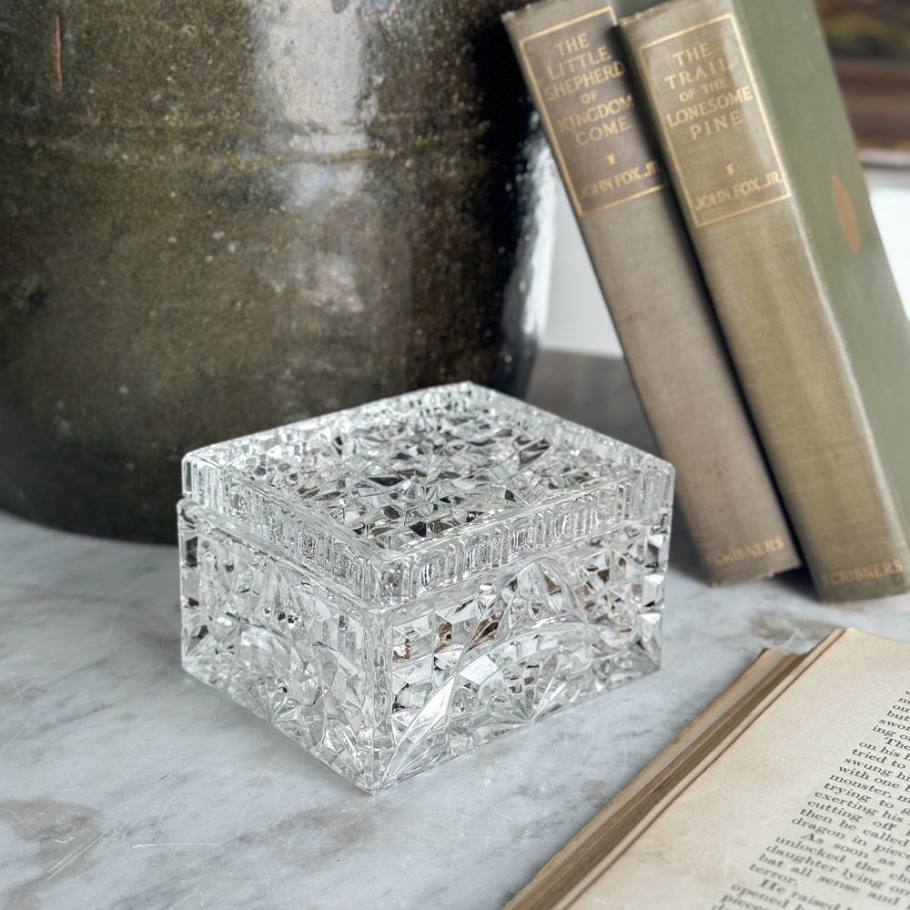 Vintage Cut Glass box with Lid.