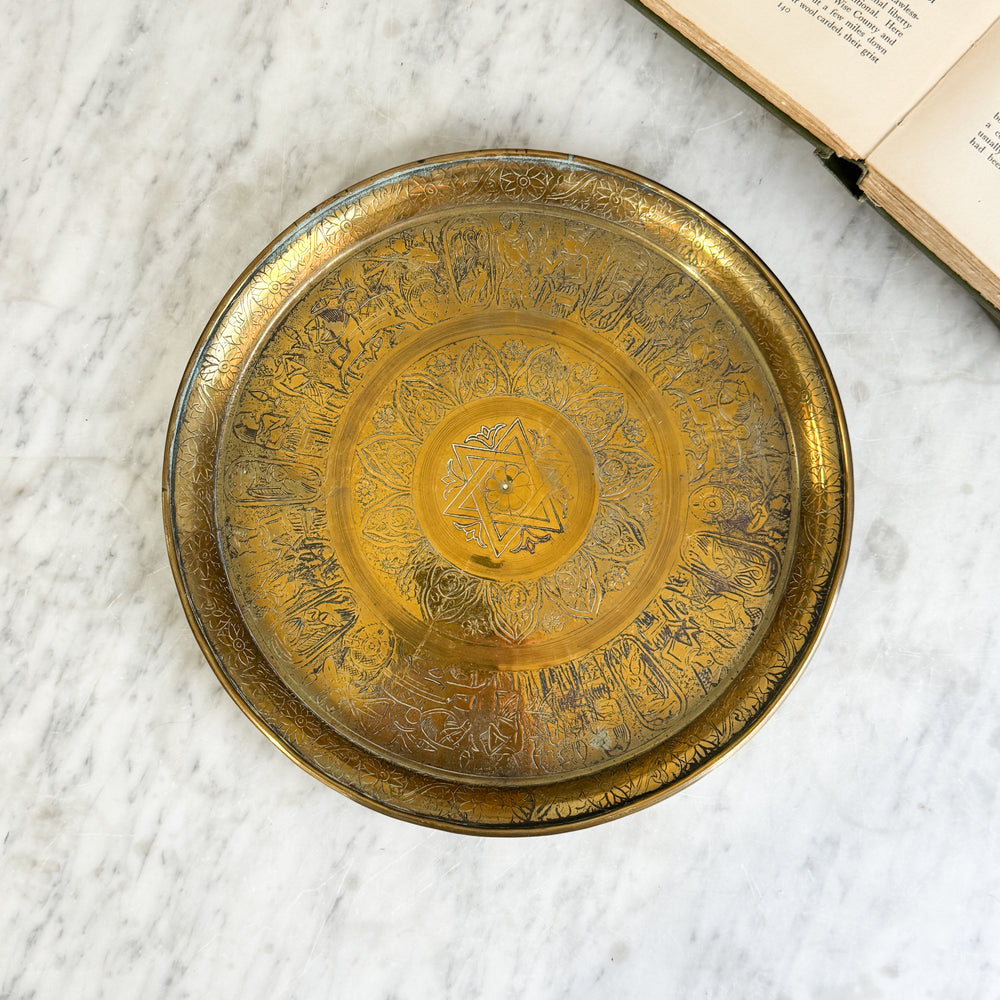 Vintage brass Ponja Thali tray