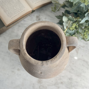 Vintage beige Turkish pot double handle