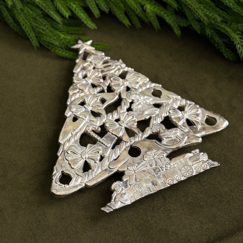 Vintage Silver plate Christmas Tree Trivet
