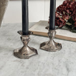 Vintage silverplate taper candle pair.