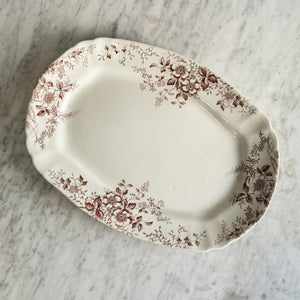 Antique Surrey brown transferware ironstone platter