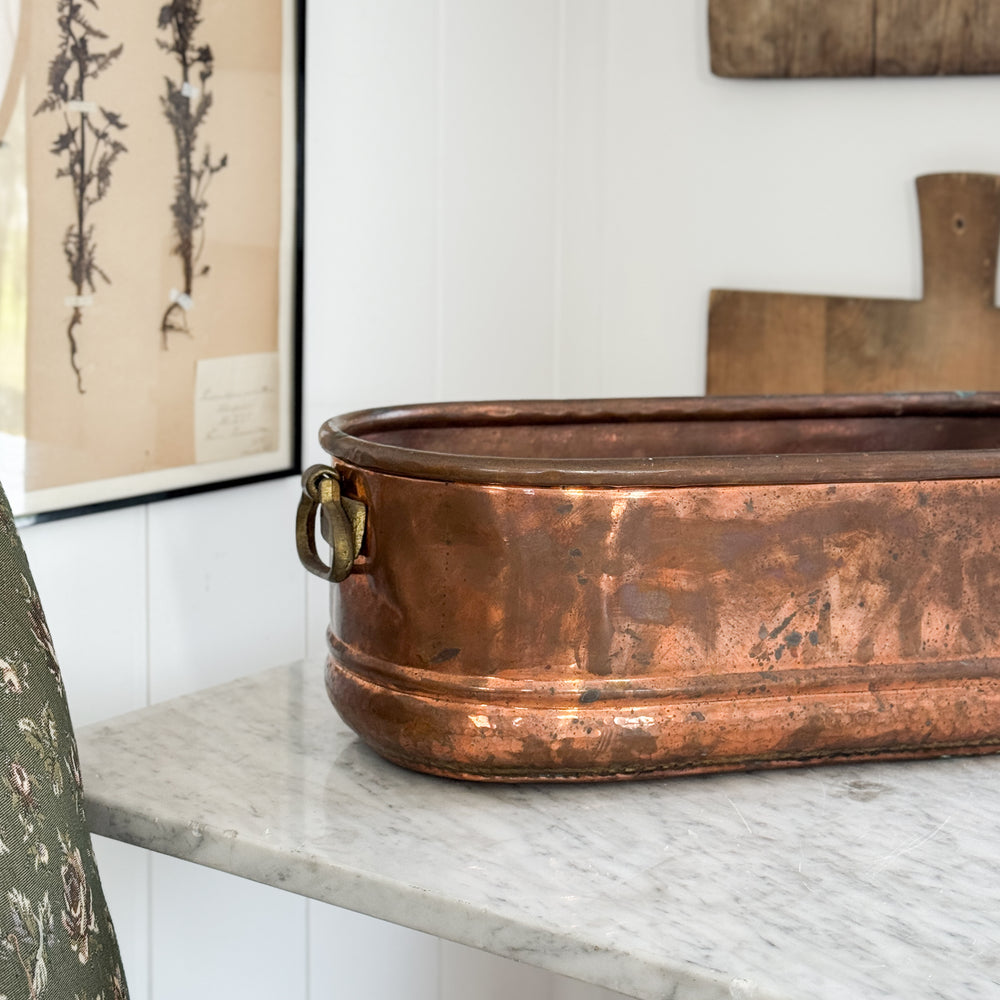 Vintage copper oval planter