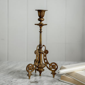 Vintage brass floral taper candleholder.