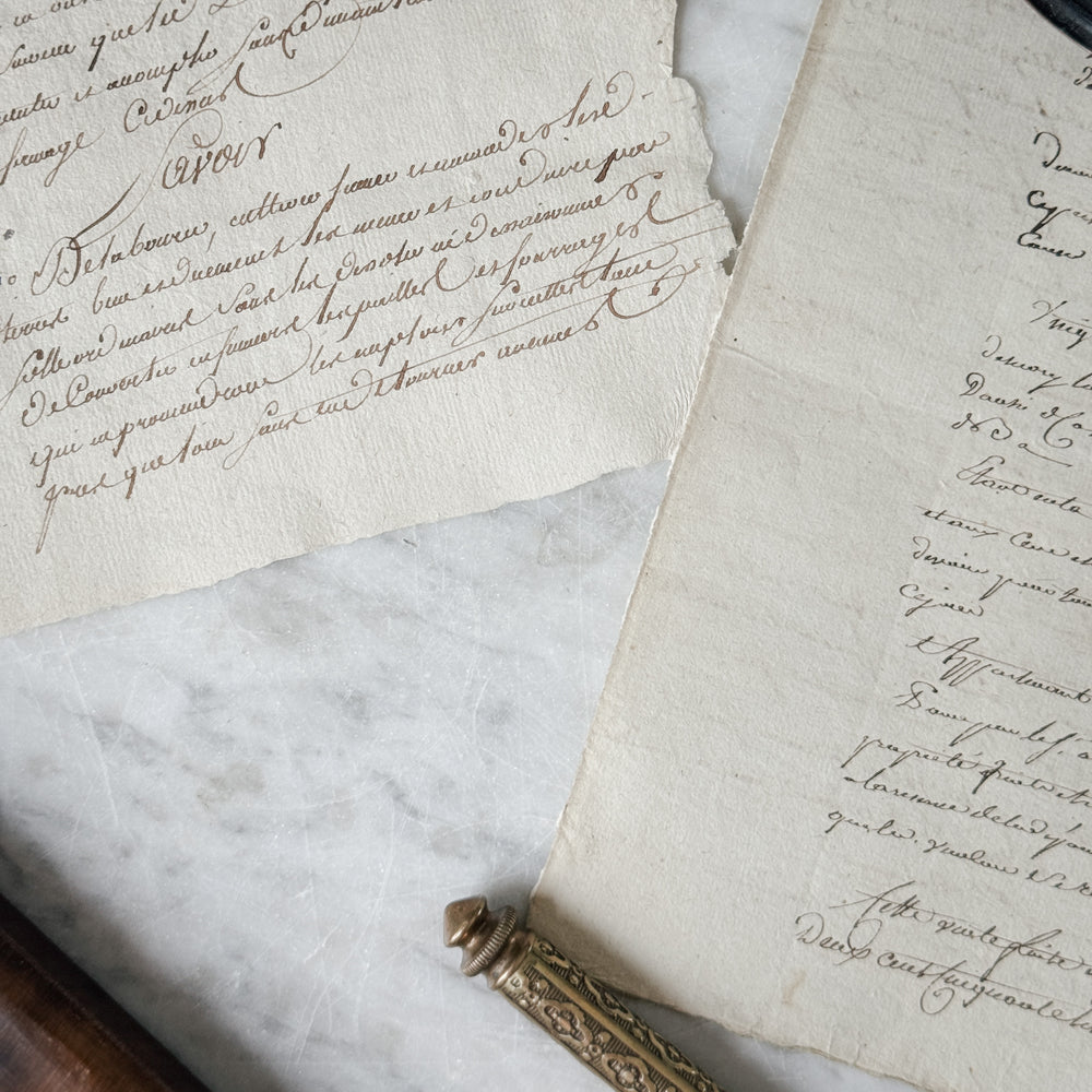Antique 1700's Stamped French Documents.