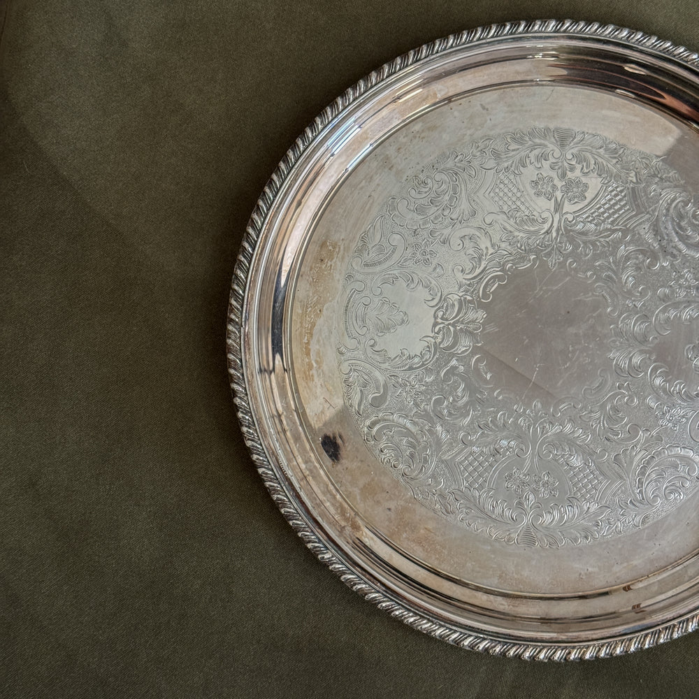Vintage silverplate round tray.