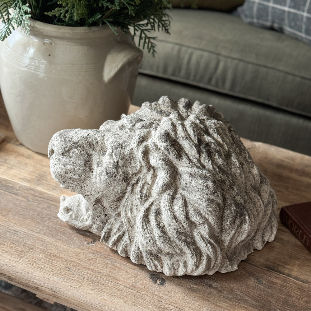 Vintage concrete lion head.