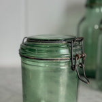 Vintage M Wide Green Glass Canning Jar- FRANCE