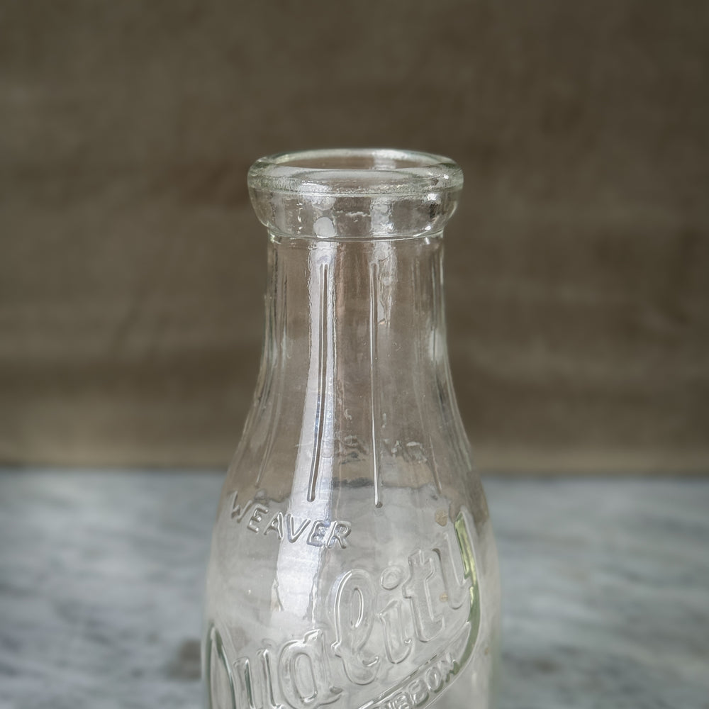 Vintage Glass Blue Ribbon Bottle.