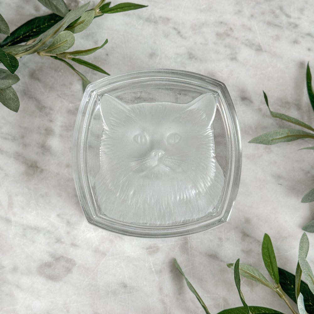 Vintage Glass Cat jewellery box