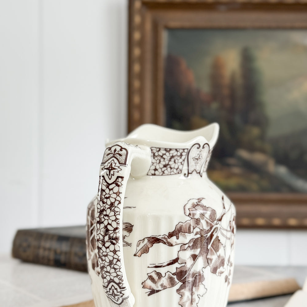 Antique Ironstone Transferware Pitcher