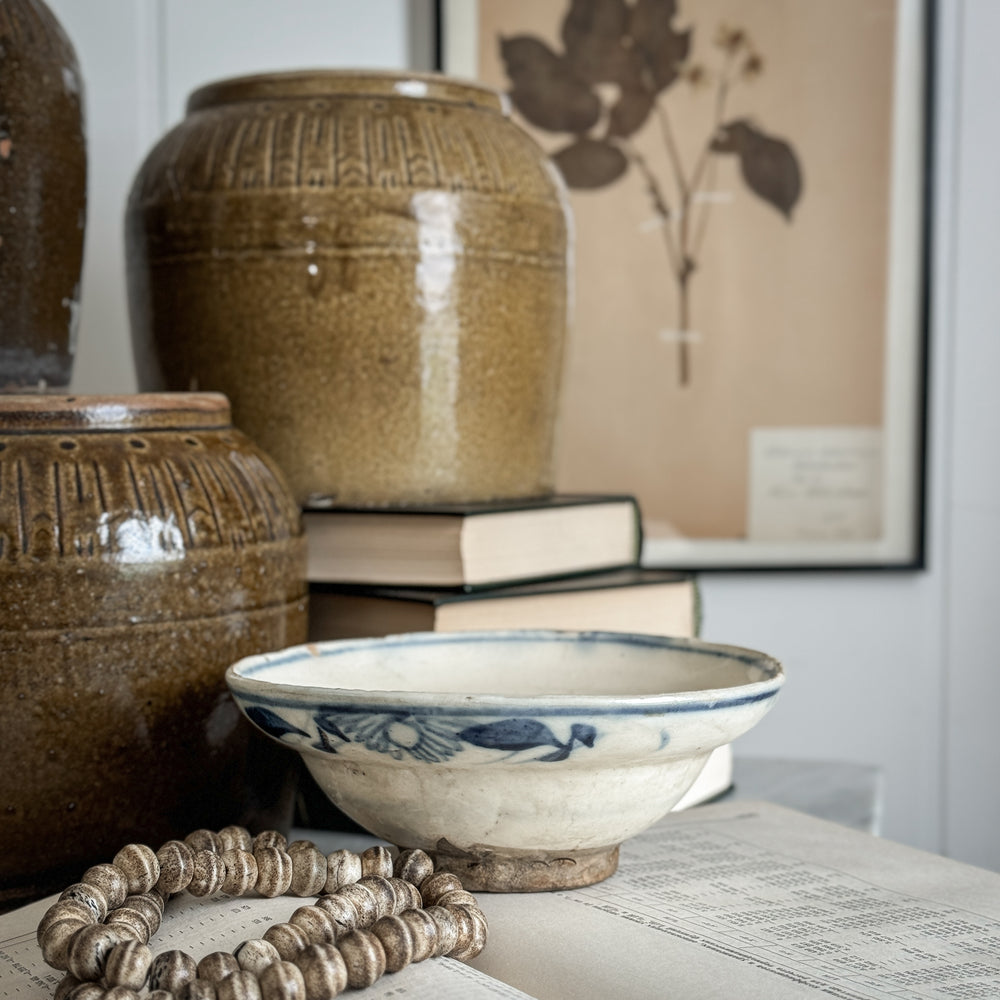 Vintage blue pottery bowl