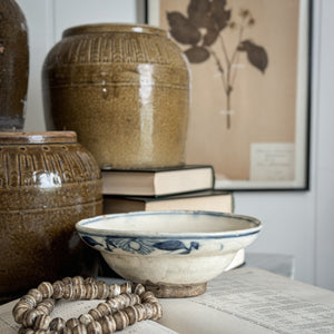 Vintage blue pottery bowl