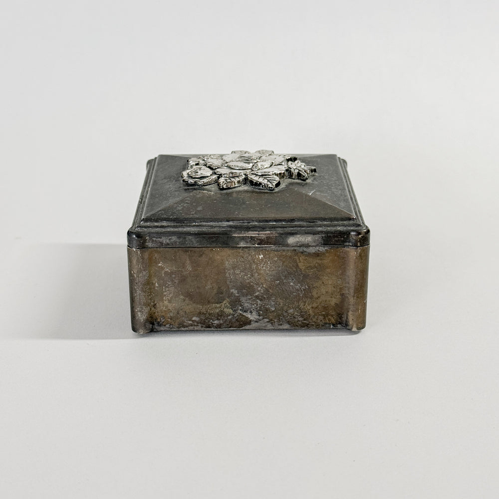 Vintage silverplate rose lidded box