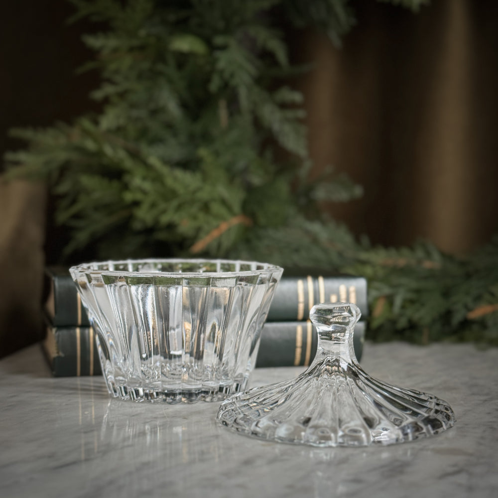 Vintage Glass Candy Dish with Lid.