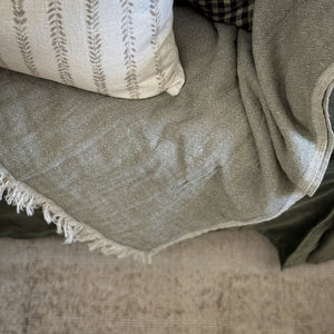 Green Linen Throw.