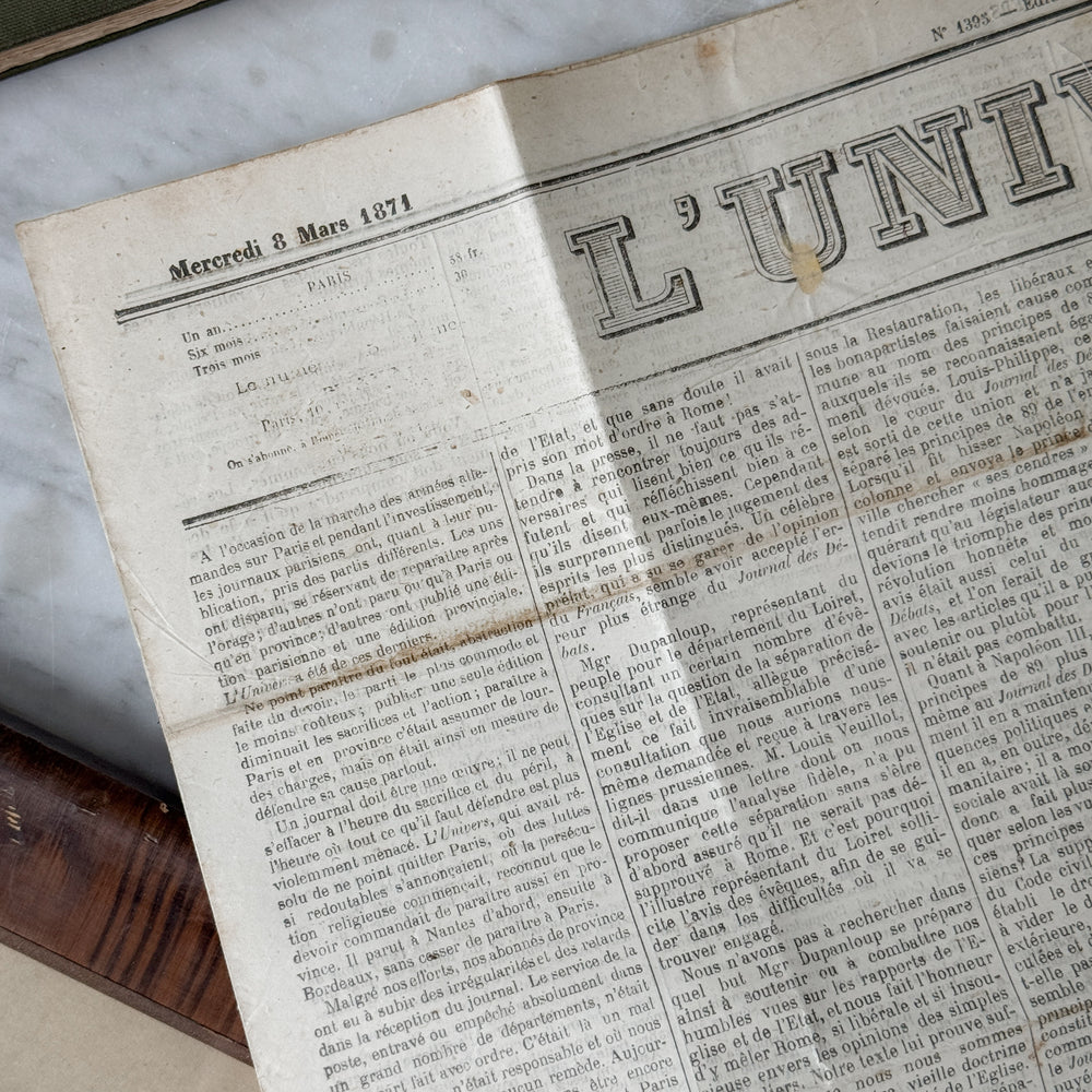 Antique French 1800s Newspapers.