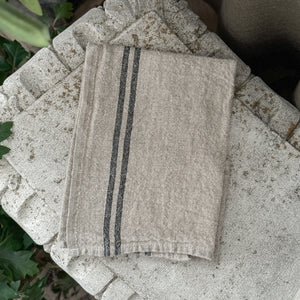 Linen Tea Towel - Black Stripe.